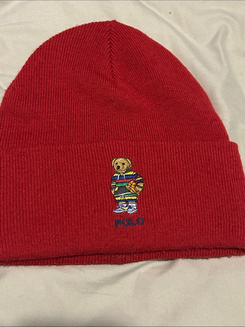 Polo by Ralph Lauren  Red Bear Embroidered Beanie